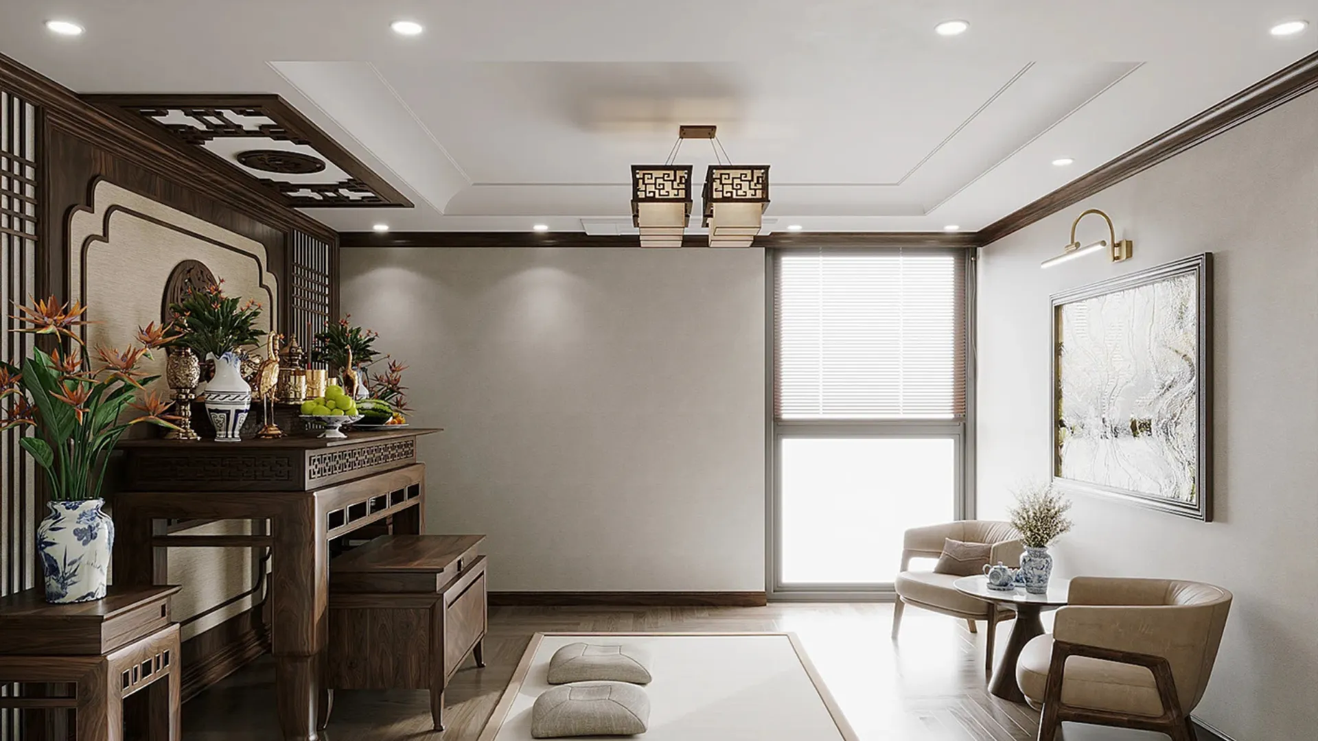Hóa giải bàn thờ dưới xà ngang bằng trần thạch cao