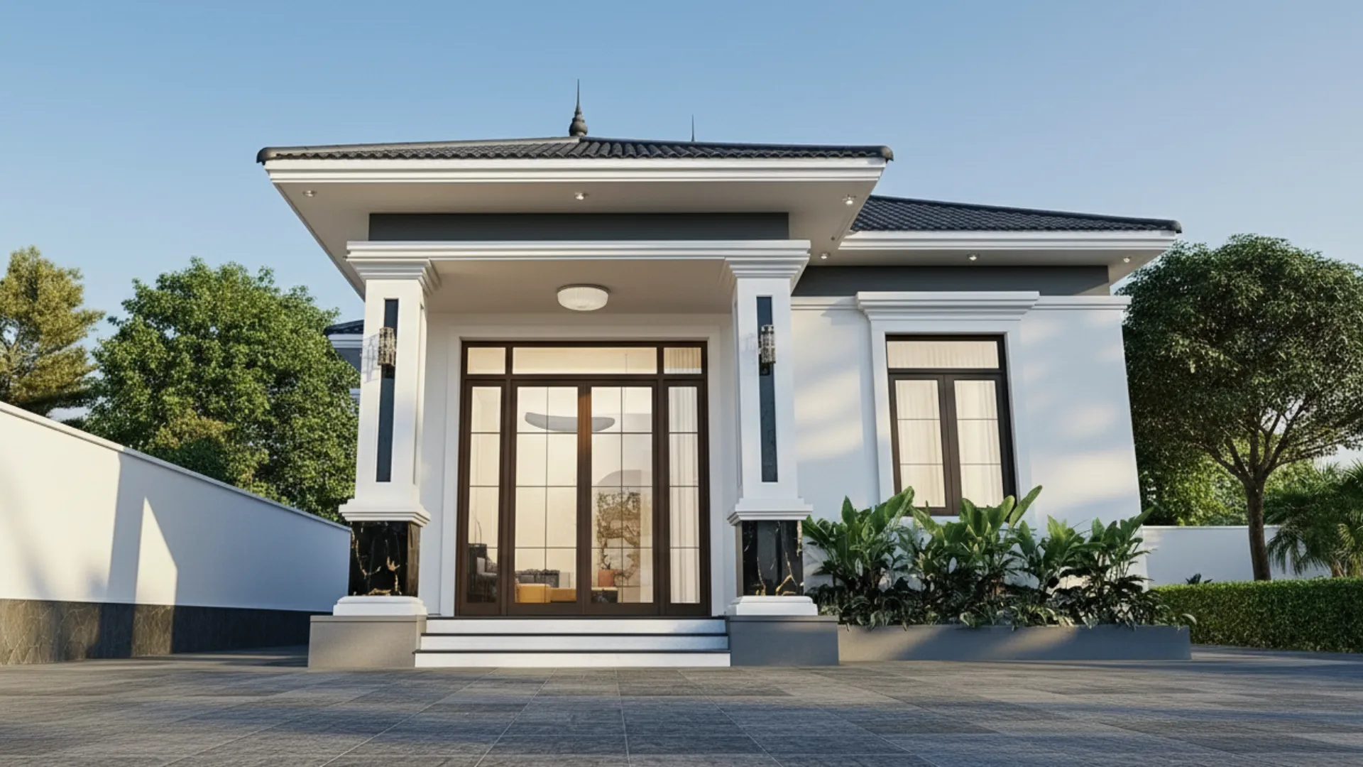 mẫu nhà cấp 4 mái nhật 3 phòng ngủ 120m2 1