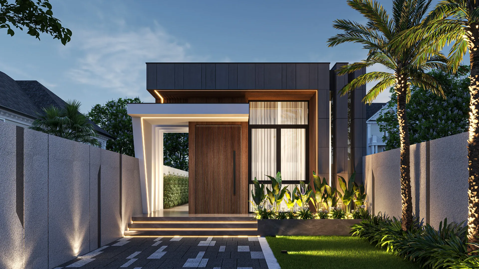 Mẫu nhà cấp 4 ngang 7m phong cách hiện đại