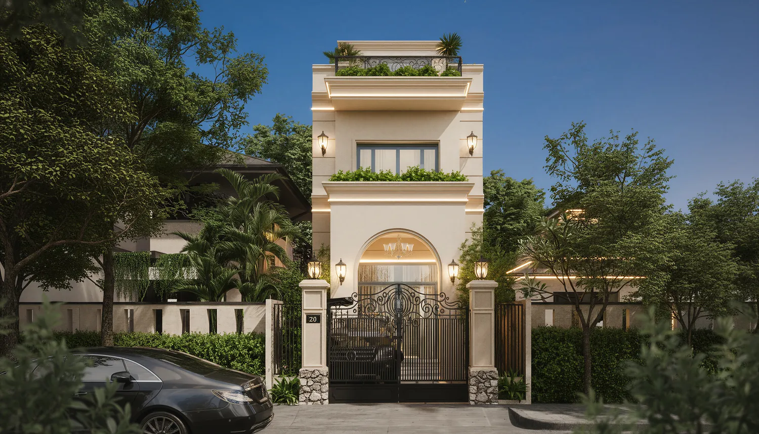 mẫu thiết kế nhà 2 tầng 5x15 phong cách tân cổ điển 1