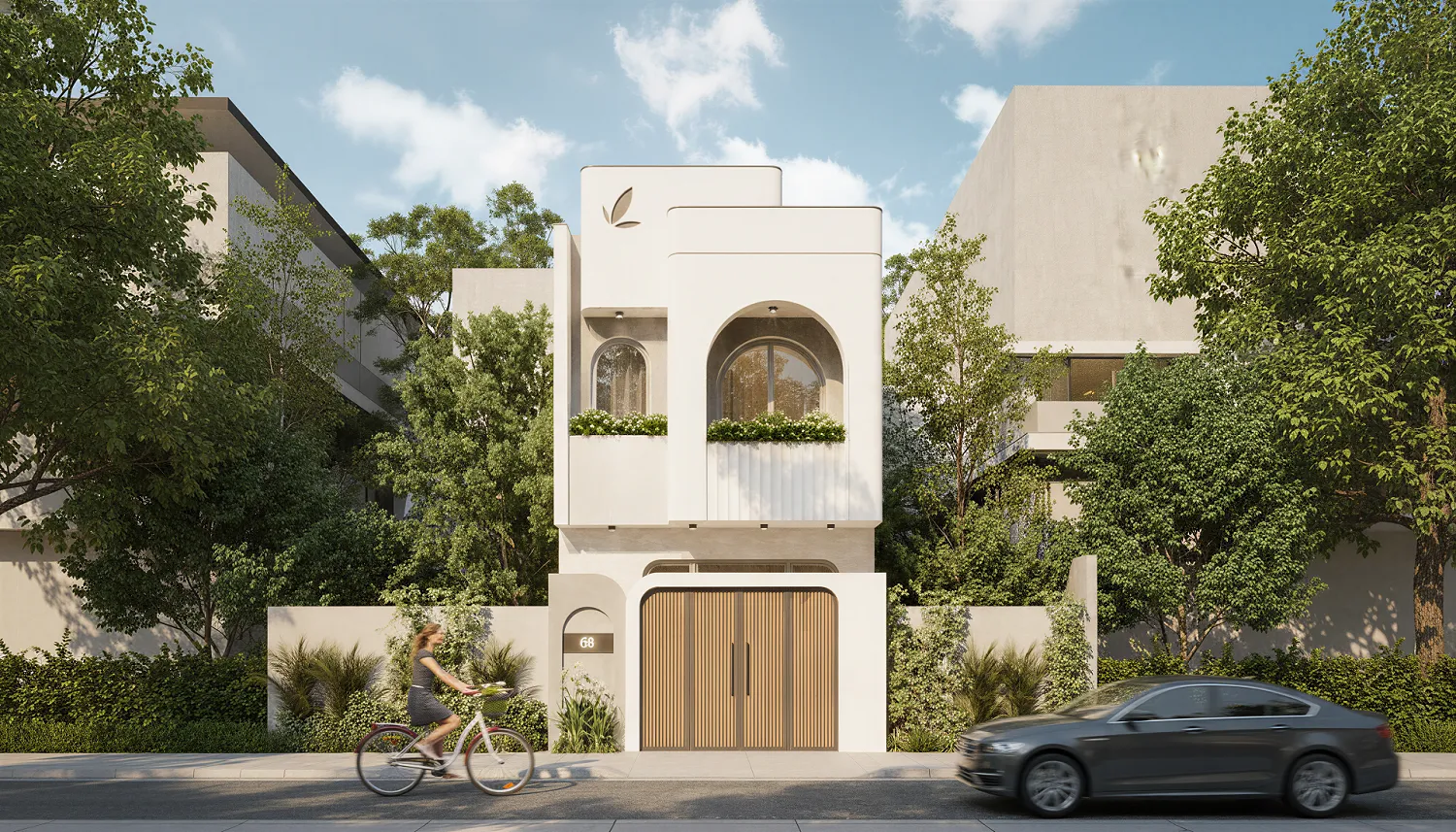 Nhà ống 2 Tầng 5x15 Phong Cách Tối Giản Hiện Đại với Đường Nét Cong Mềm Mại