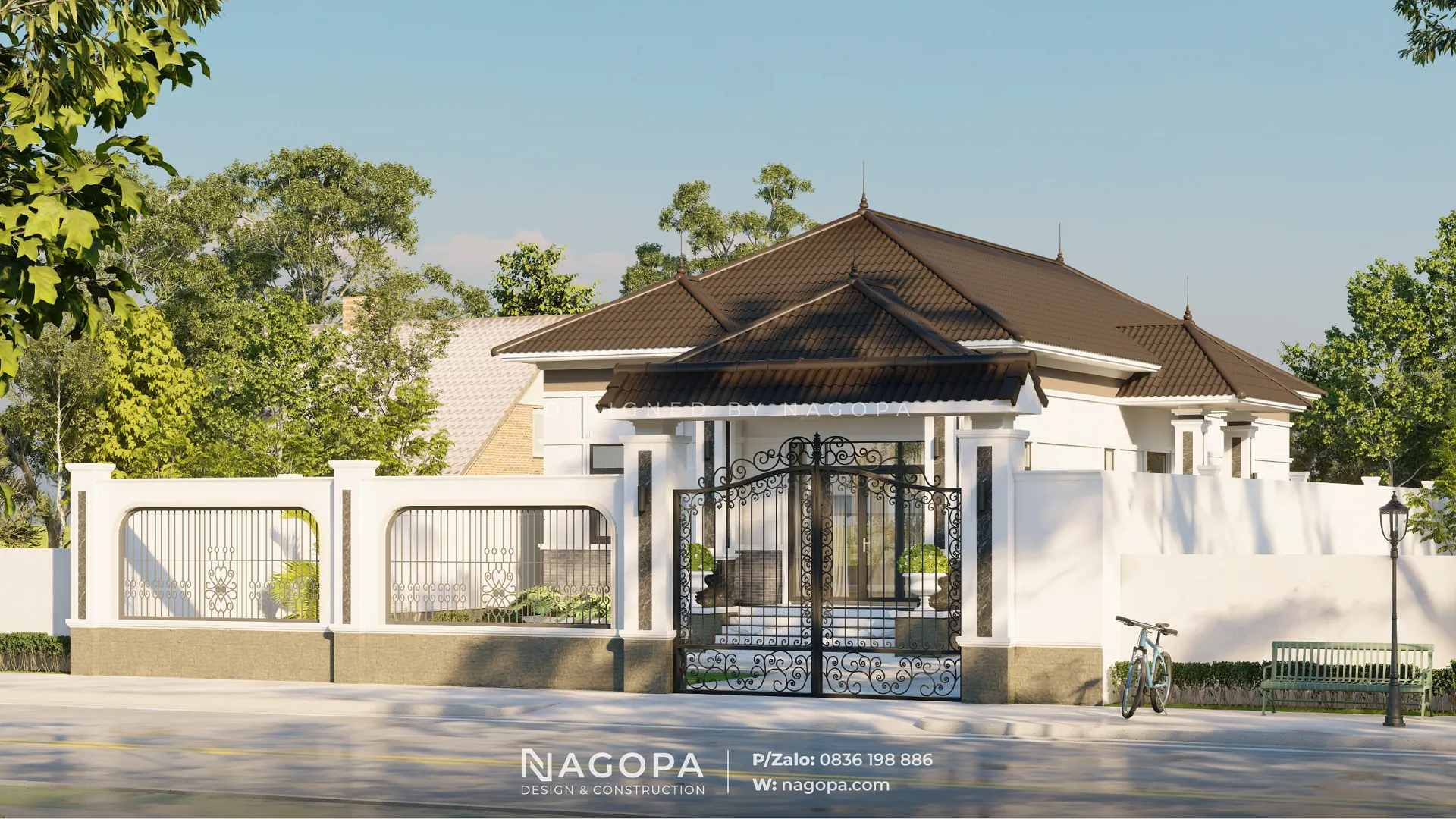 Phối cảnh tổng thể biệt thự 1 tầng mái nhật hiện đại son's house tại bắc tân uyên