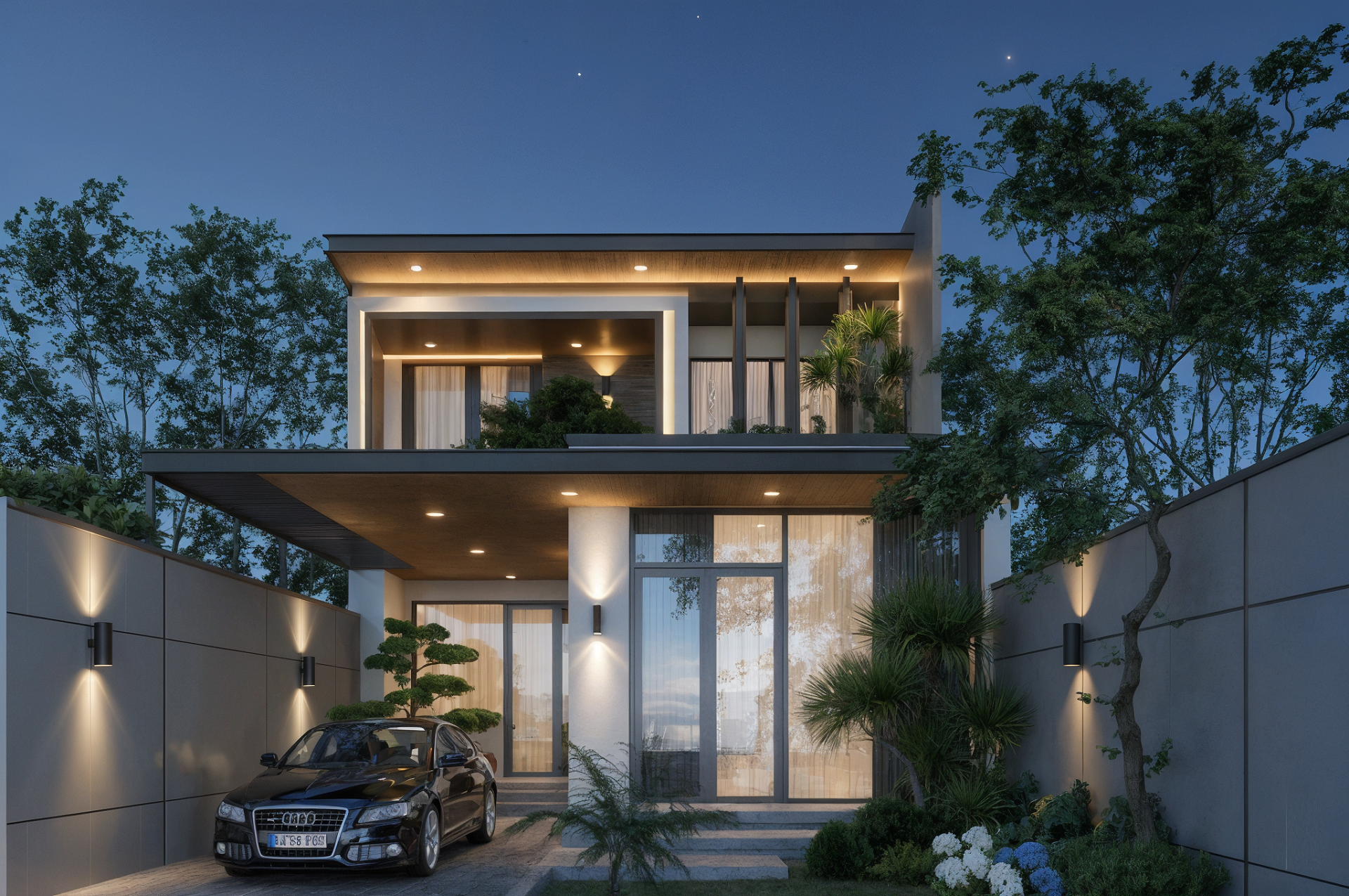 Nhà mặt tiền 8m 2 tầng phong cách biệt thự phố hiện đại