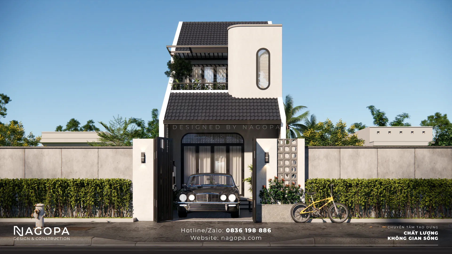 mẫu nhà 1 trệt 1 lầu 5x16 The Nest House do NAGOPA thiết kế