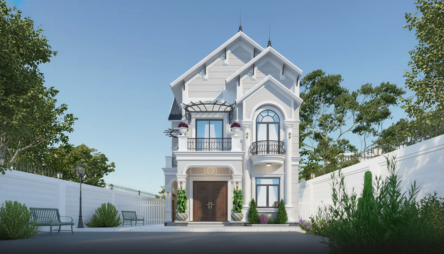 Nhà 2 tầng mặt tiền 8m tân cổ điển – điểm nhấn kiến trúc sang trọng