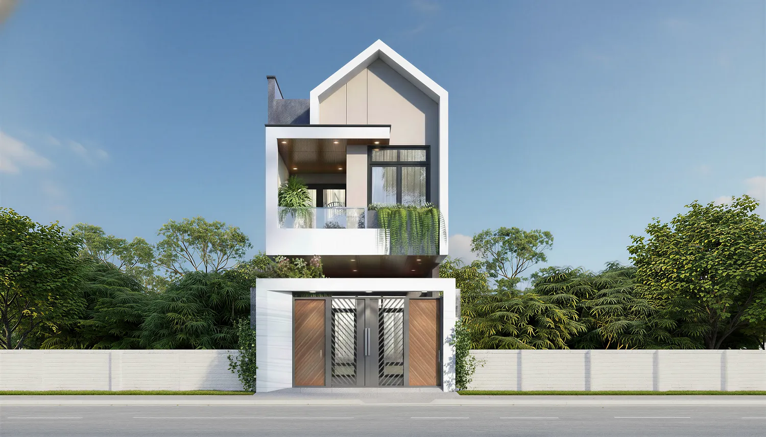 Nhà 1 trệt 1 lầu 3 phòng ngủ dưới 1 tỷ: Hiện đại mặt tiền mái chéo