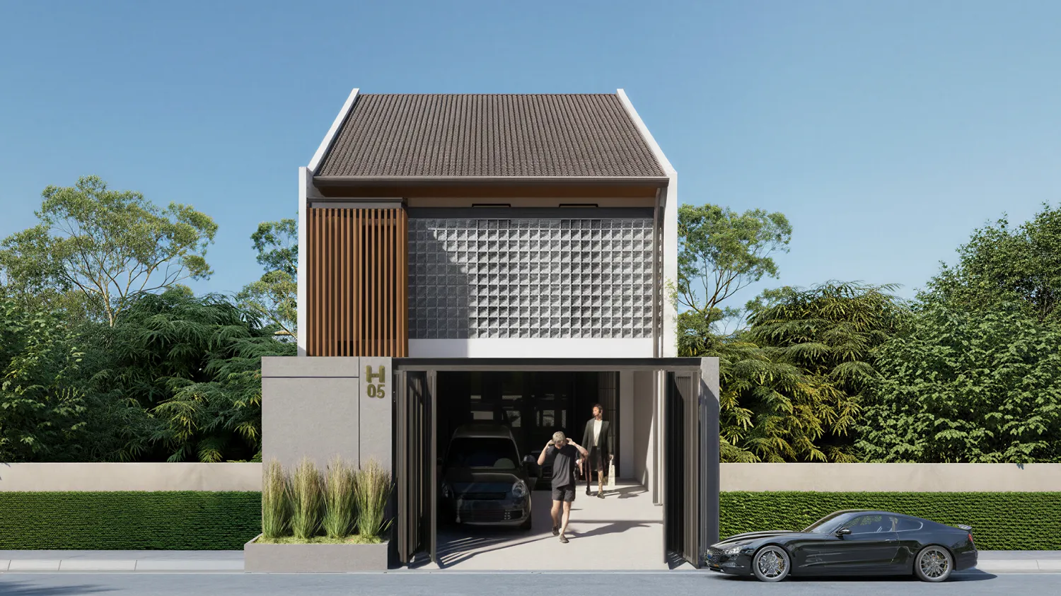 Nhà 1 trệt 1 lầu 6x20m Hiện đại kết hợp mái ngói và gạch thông gió