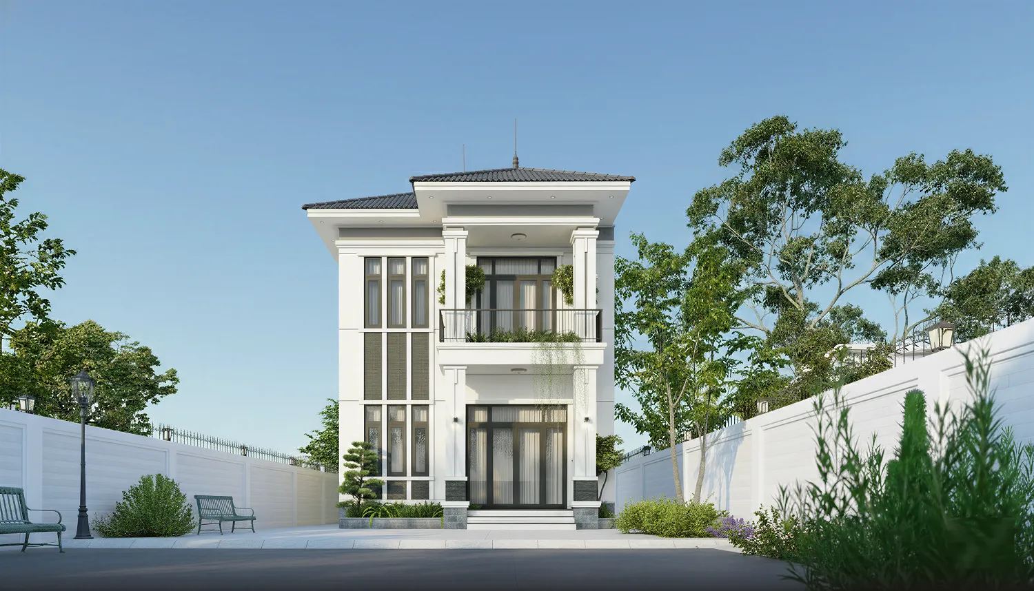 Mẫu nhà mặt tiền 8m 2 tầng – Vẻ đẹp tân cổ điển hiện đại