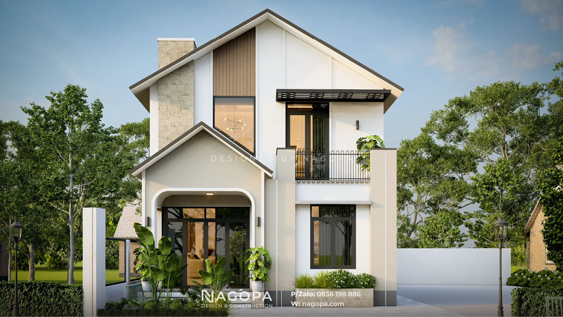 3. Mẫu 02 – Nhà 2 tầng mặt tiền 8m sâu 12m - Kiến trúc hiện đại, tinh tế giữa lòng phố thị