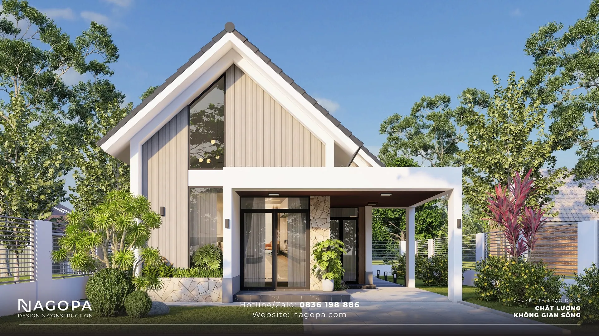 Nhà cấp 4 hiện đại mái thái thoáng mát