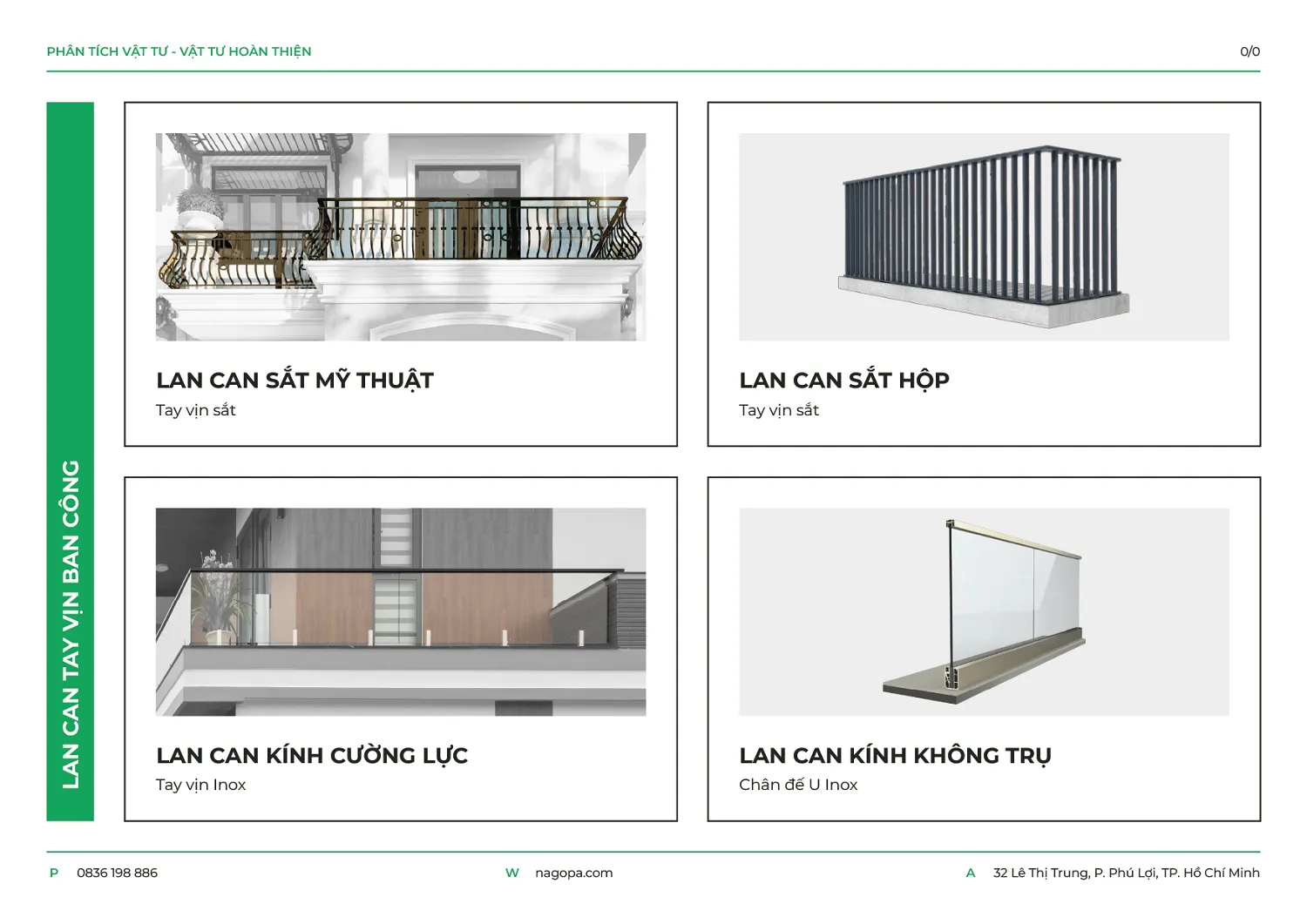 chất liệu lan can ban công nagopa ứng dụng
