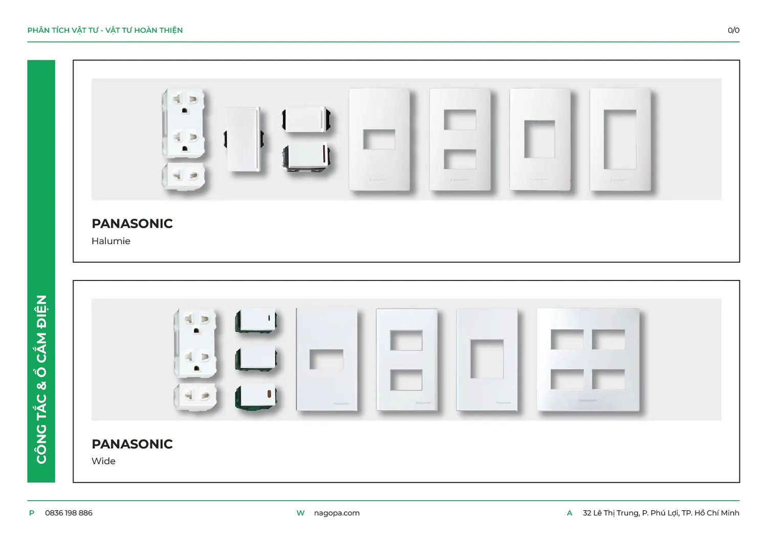hạng mục công tắc ổ cắm panasonic được NAGOPA sử dụng