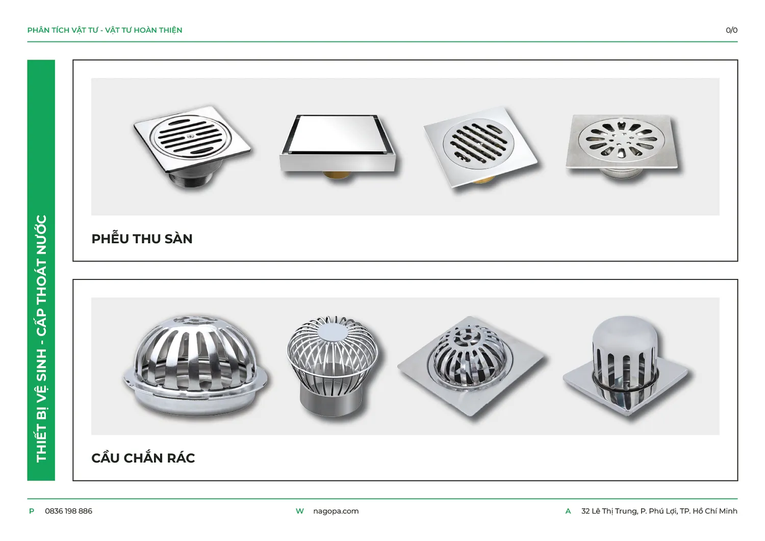 phễu thu sàn và cầu chắn rác nagopa sử dụng