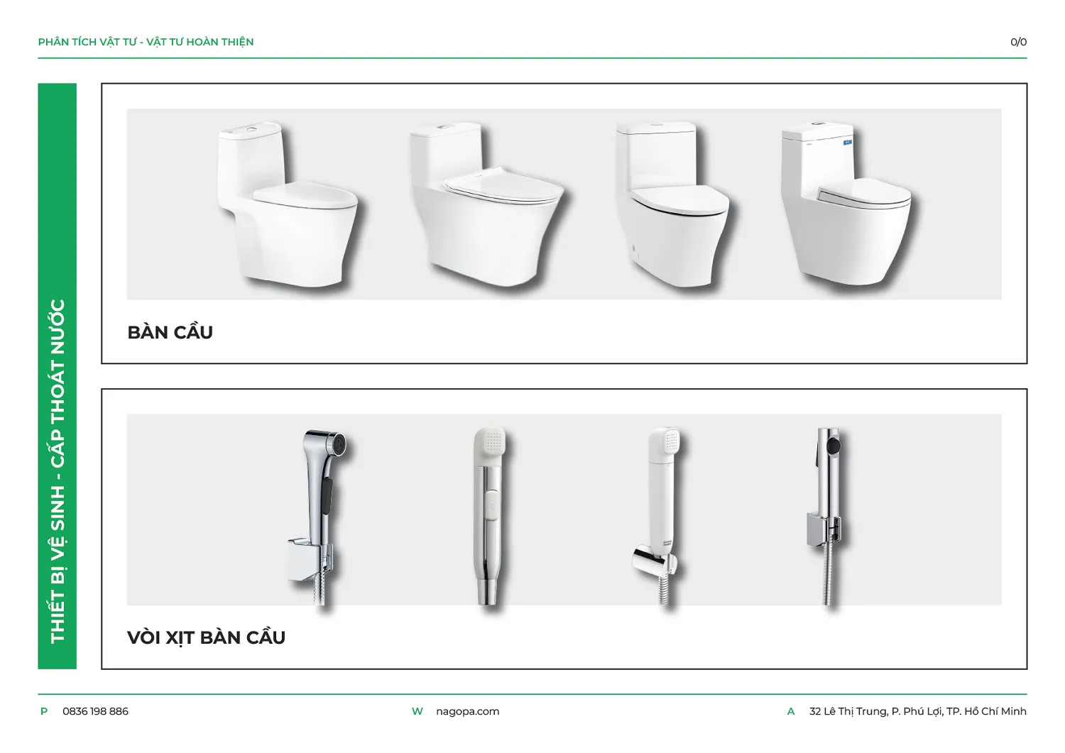 thiết bị vệ sinh được NAGOPA sử dụng khi xây nhà