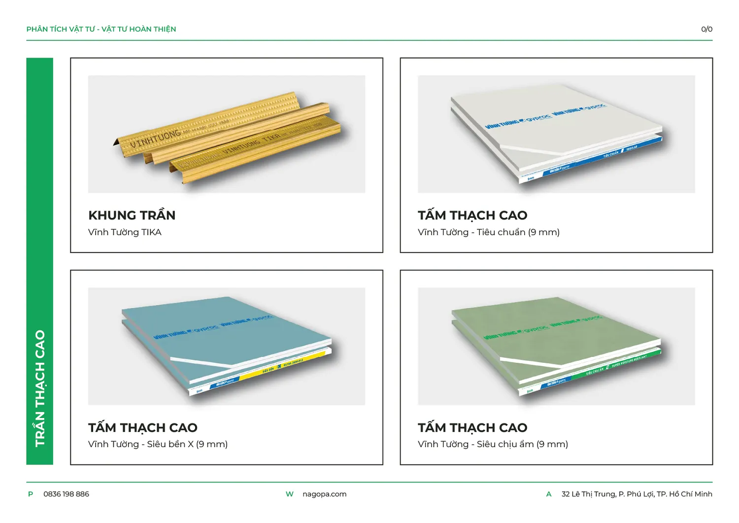 trần thạch cao sử dụng tại NAGOPA