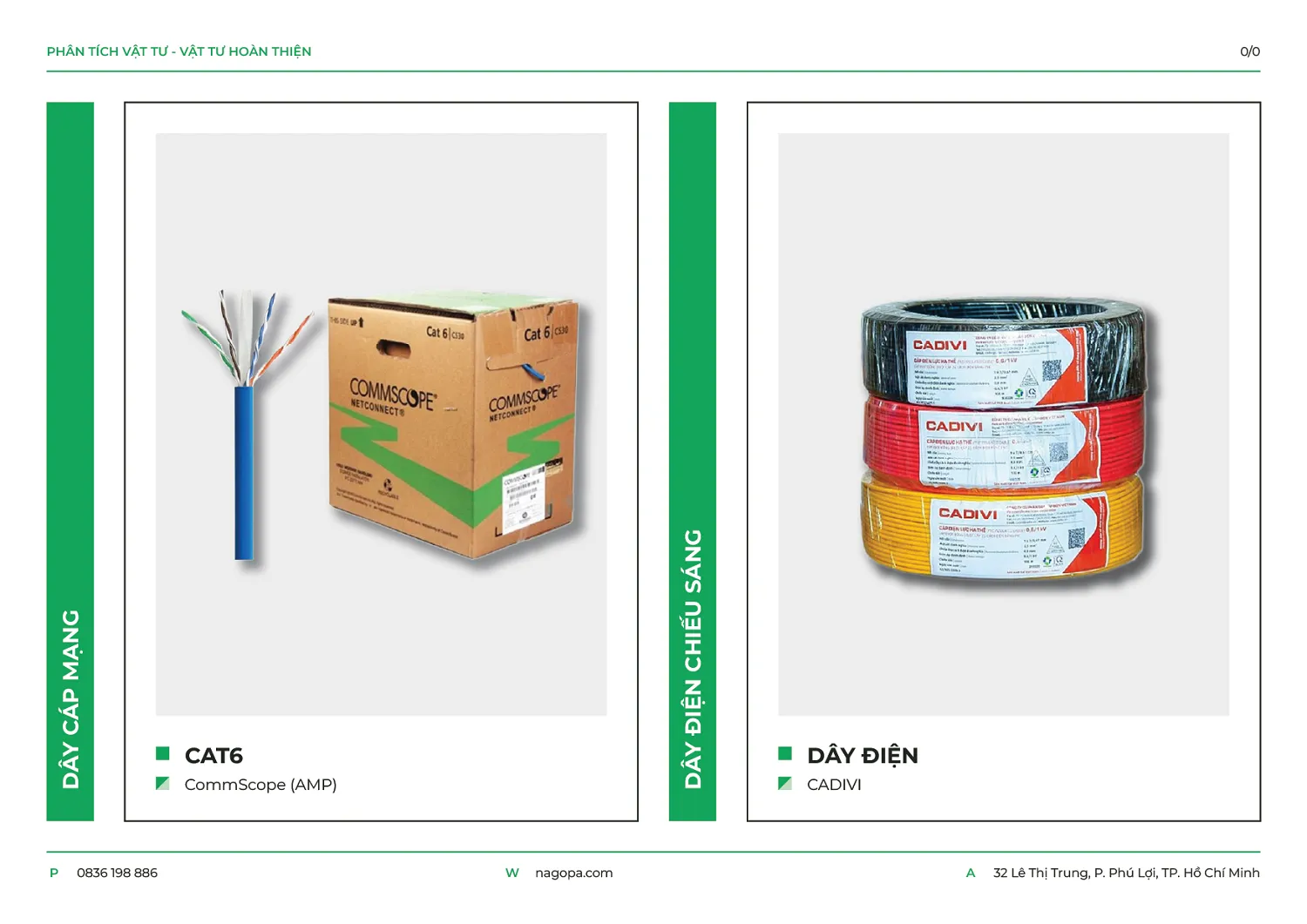 Vật tư dây mạng dây điện nagopa sử dụng