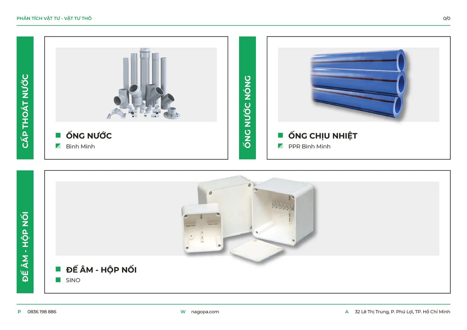 vật tư ống cấp thoát nước hộp nối dây điện