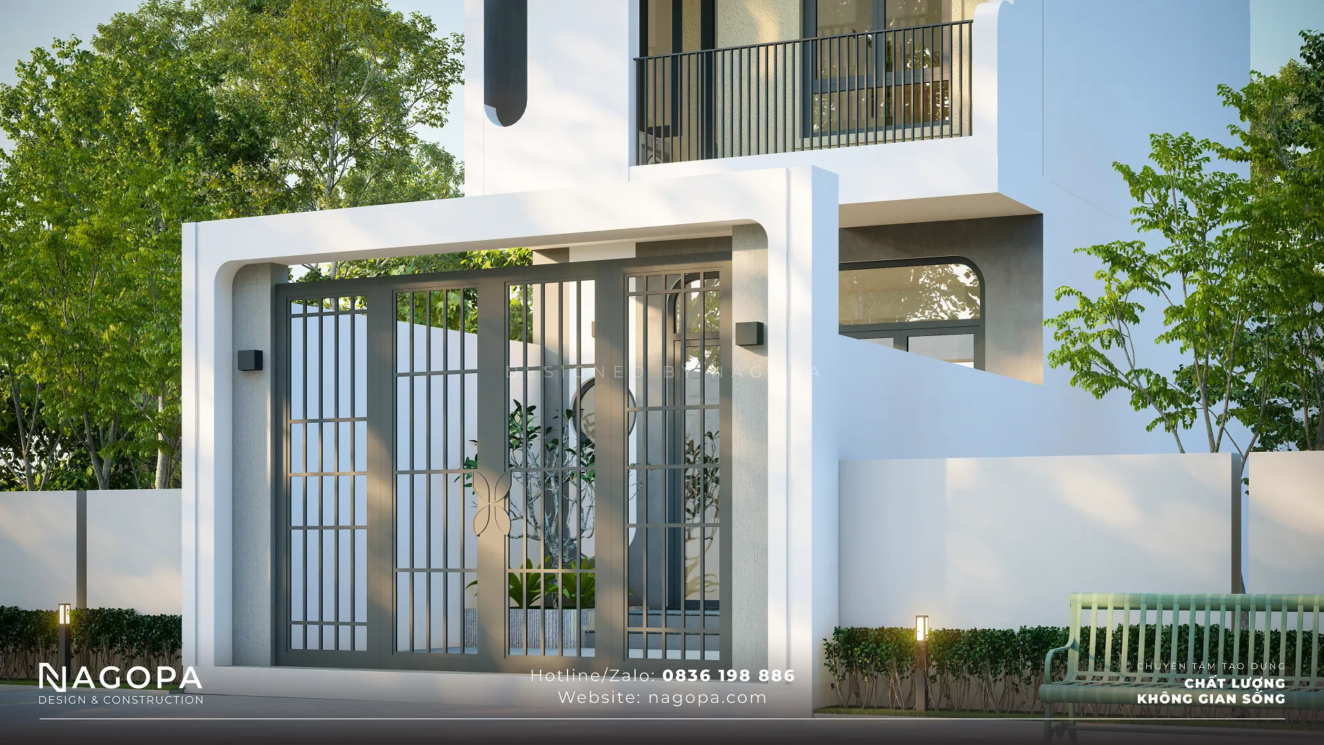 Chi tiết cửa cổng nhà 2 tầng tran house tại bàu bàng