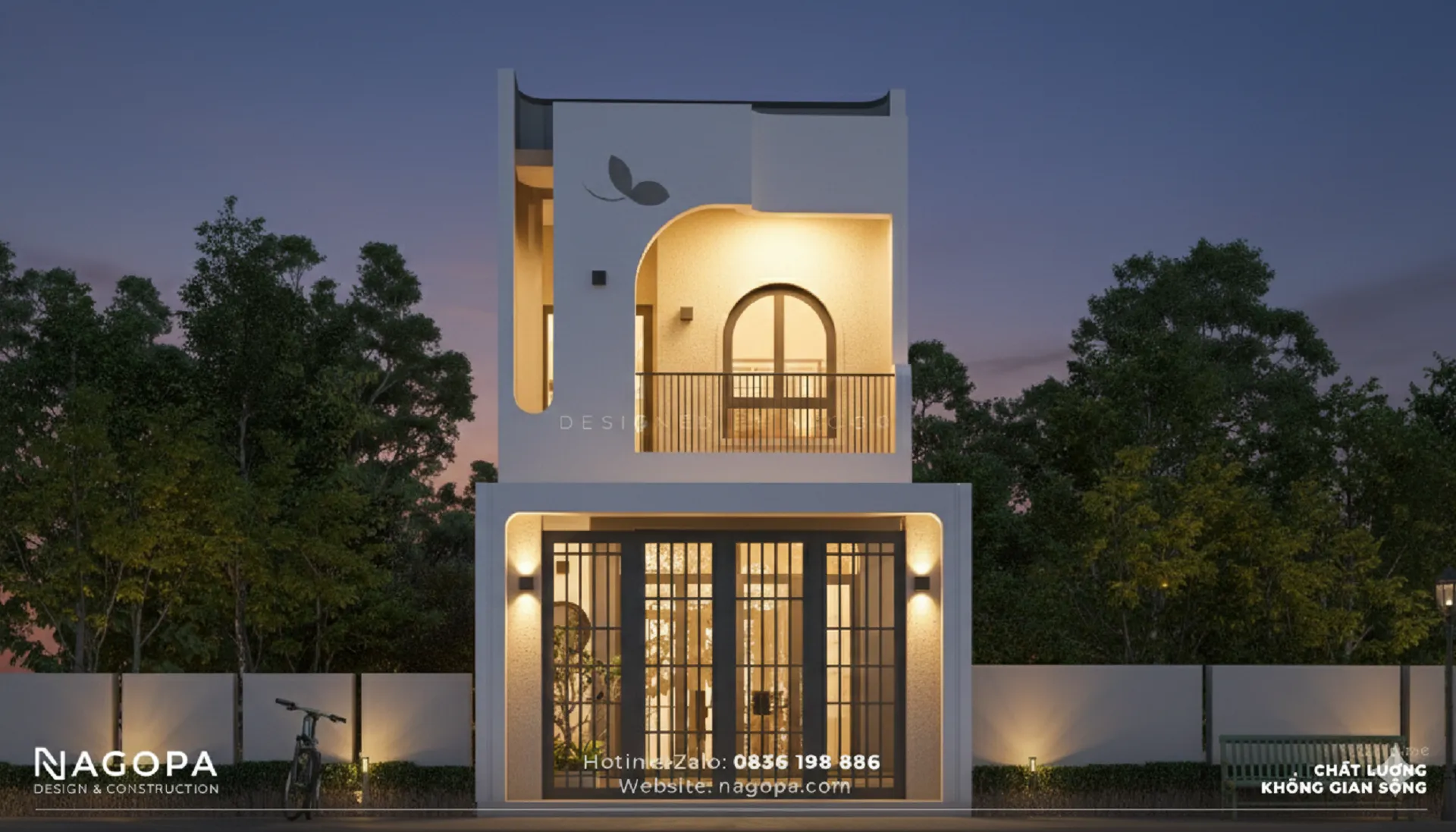 Nhà phố 2 tầng Minimalist tại Bàu Bàng: Tran’s House | GO2601 buổi tối