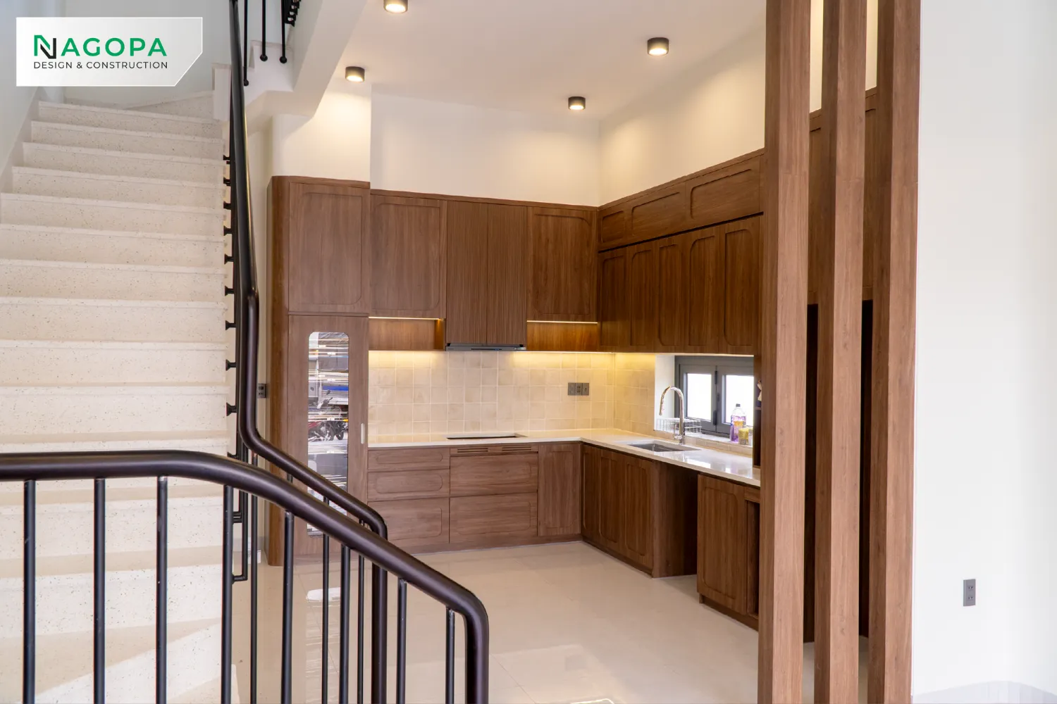 thi công nội thất tủ bếp tại công trình hns house phú lợi