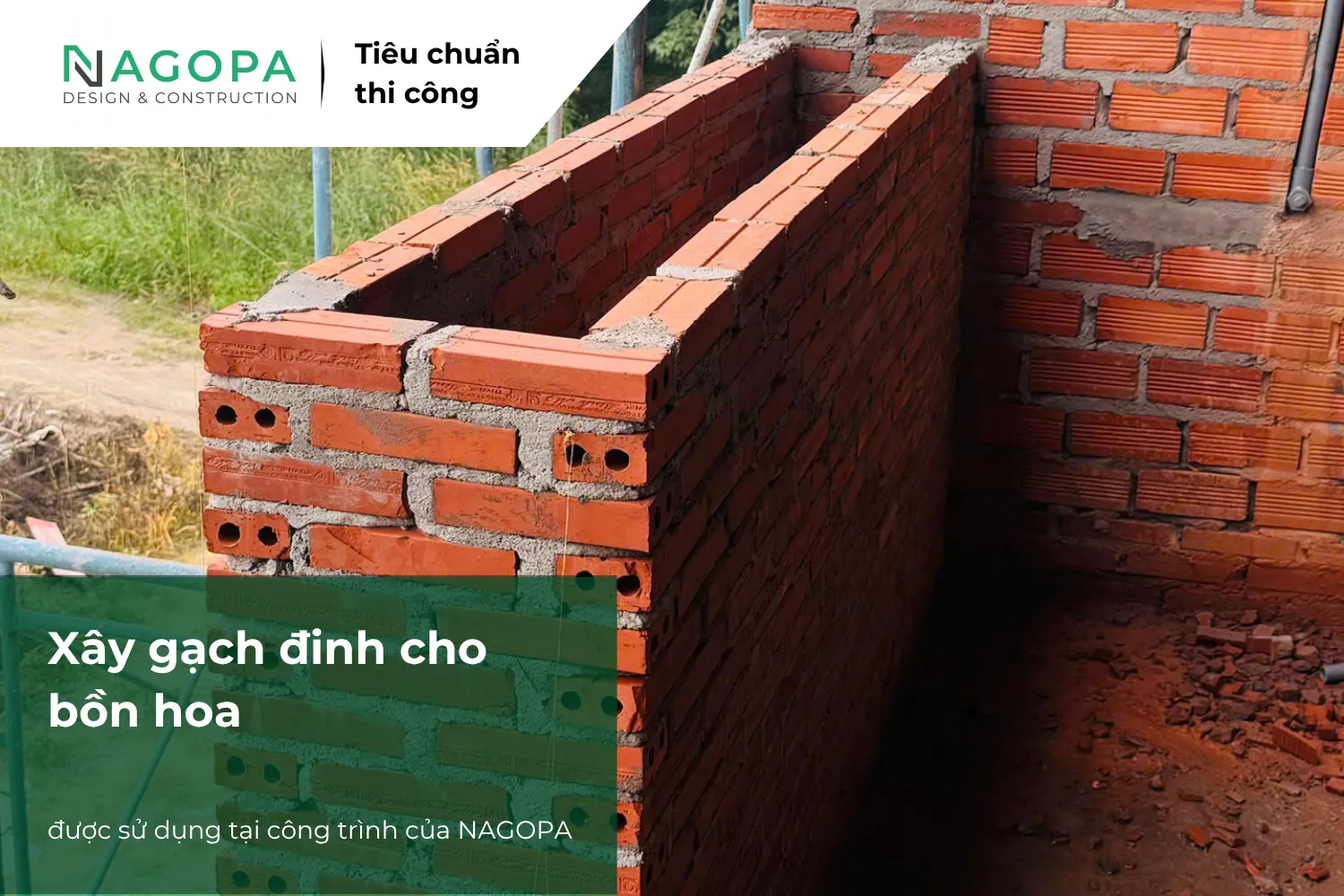 xây gạch đinh ở vị trí bồn hoa