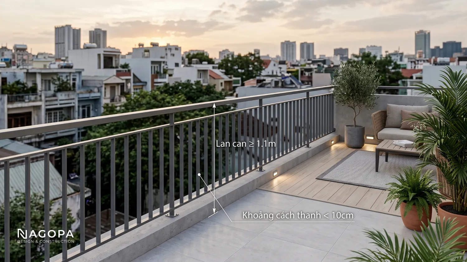 lưu ý khi thiết kế thi công lan can cho sân thượng