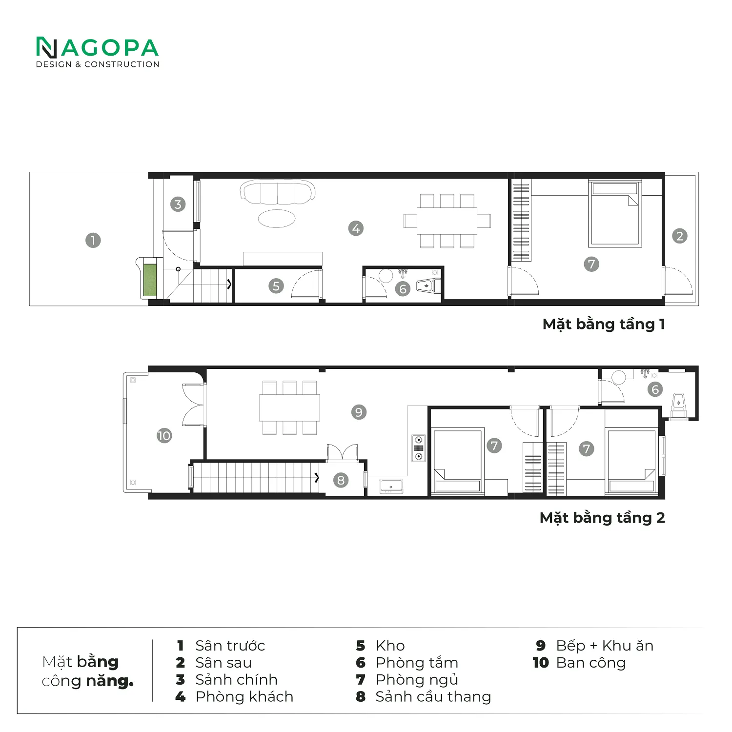 mặt bằng công năng bố trí Nhà phố 2 tầng tại Phường Bình Dương: TH’s House | GO2608