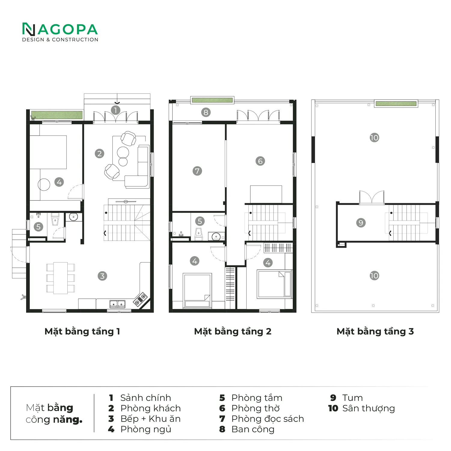 mặt bằng công năng qt house xã hậu nghĩa