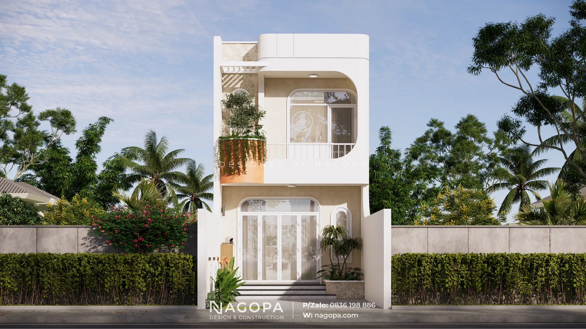 Mặt tiền hiện đại nhà 2 tầng V's House Phường Phú An