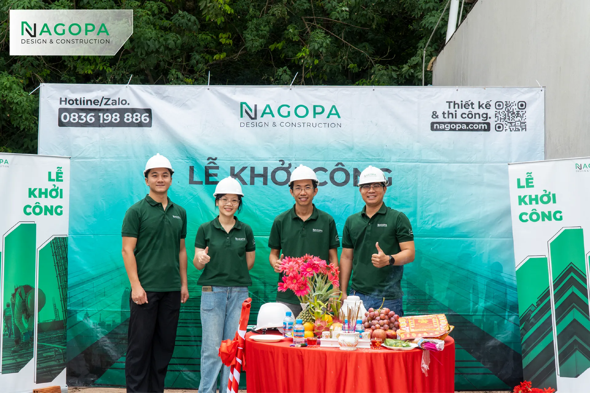 hình ảnh đội ngũ NAGOPA buổi khởi công NC's House Phường Bình Dương