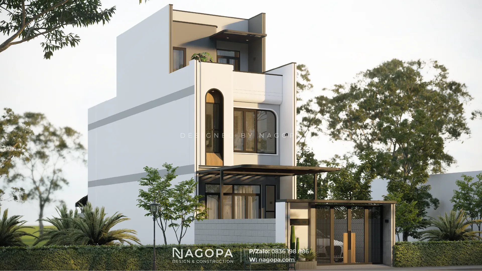 Phối cảnh mặt tiền chính diện NC's House tại Phường Bình Dương