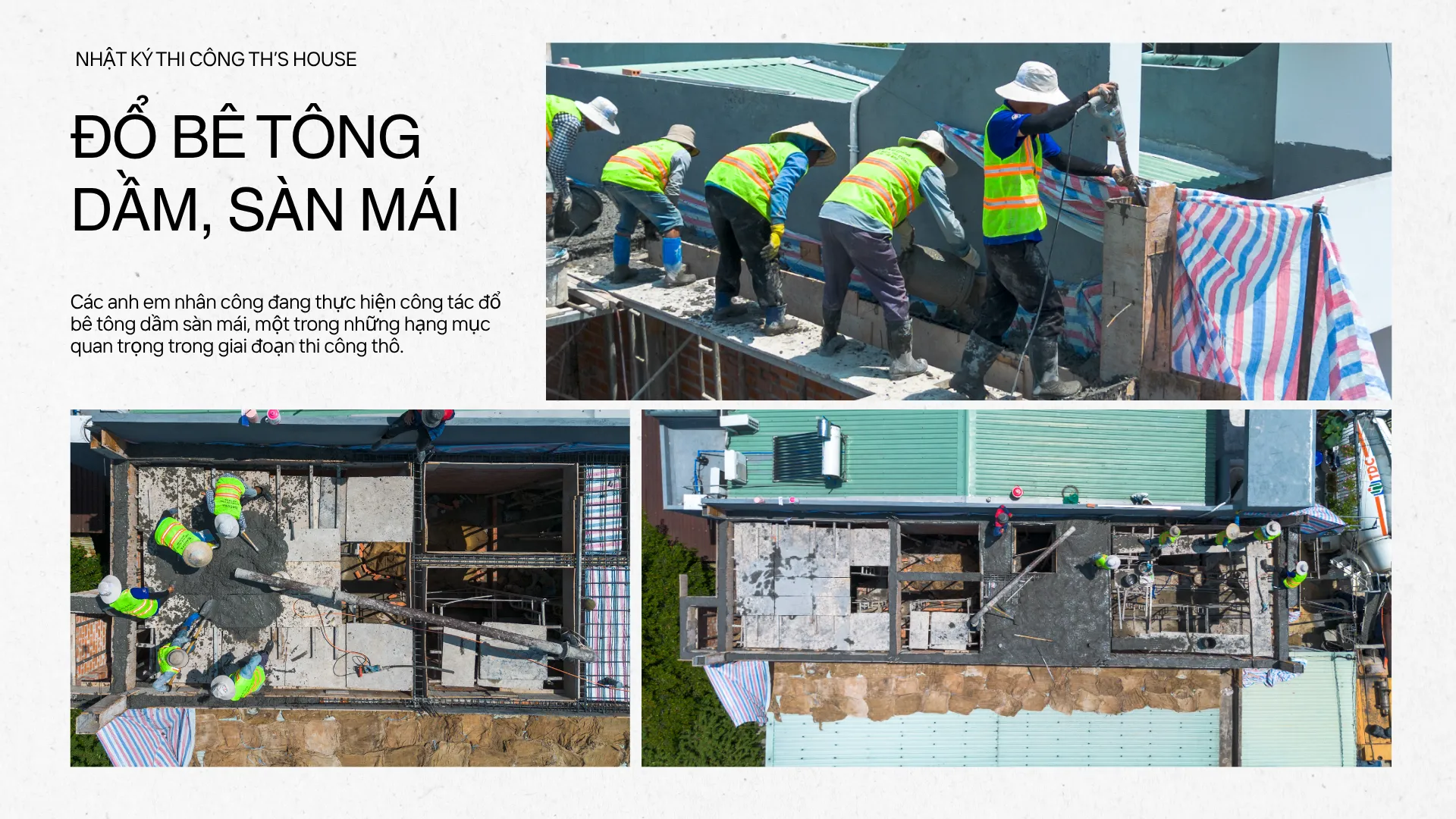 thi công đổ bê tông dầm sàn mái TH's House Phường Bình Dương 1