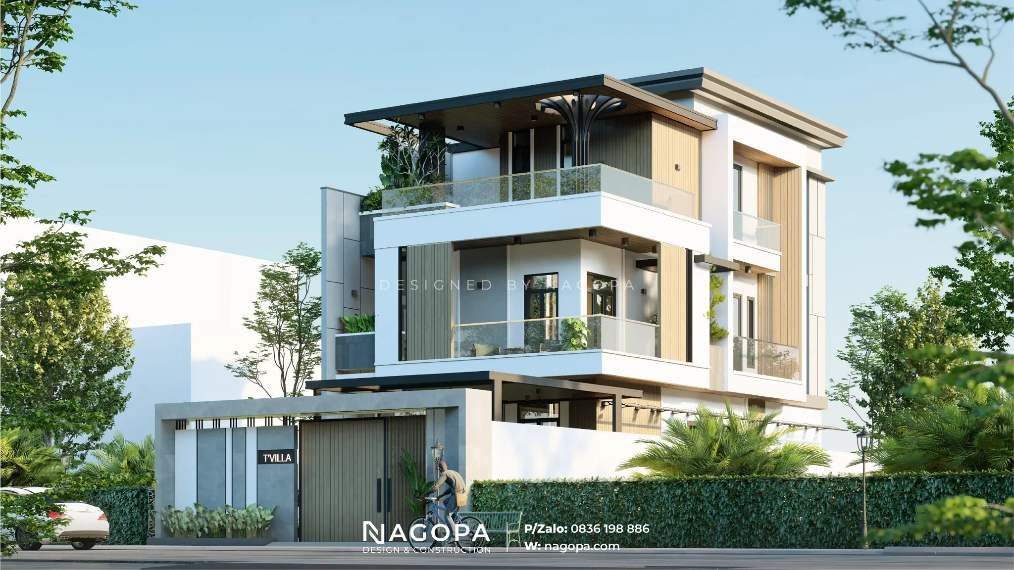 Phối cảnh biệt thự 3 tầng do NAGOPA thiết kế