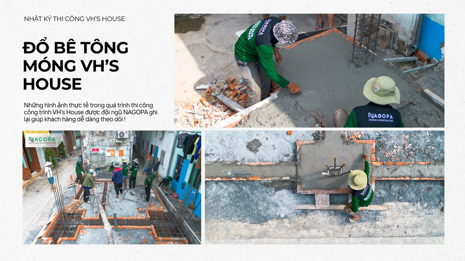 hoạt động đổ bê tông móng VH's House tại Phường An Phú